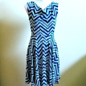 Enfocus Studio Navy & Aqua Fit & Flare Dress